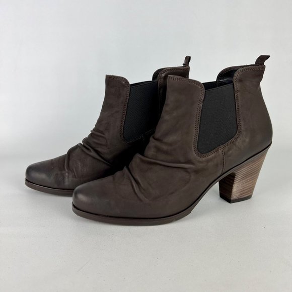 Paul Green Womens Jano Brown Leather Scrunch Chelsea Ankle Boot size US 8.5 UK 6 - Picture 3 of 13